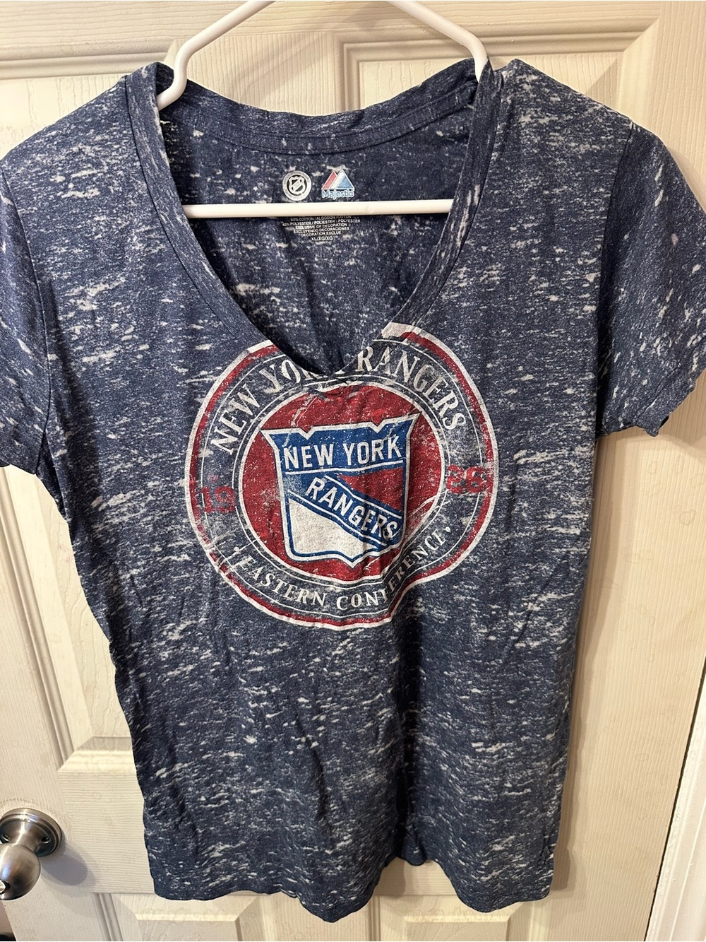 Women's Navy Vintage NY Rangers V-Neck Tee XL